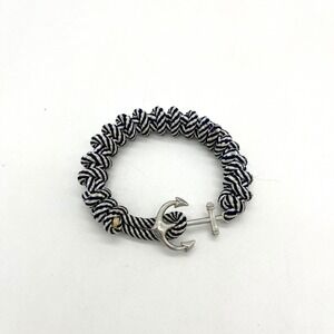 Anchor Bracelet Nautical Rope Striped Silver Tone Charm Fashion‎ Jewelry
